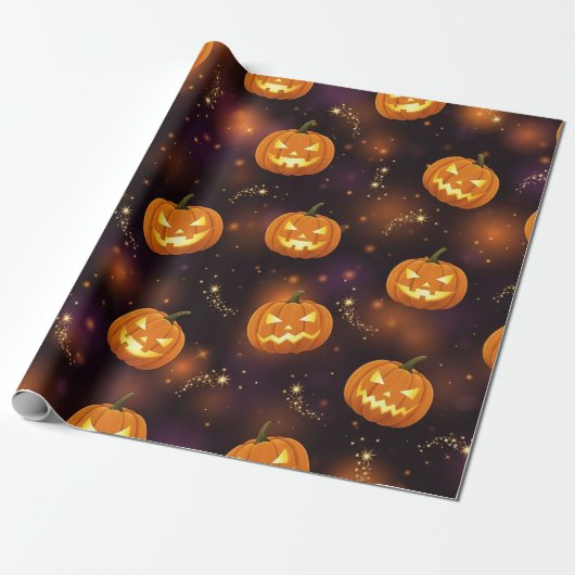 Bokeh Halloween | Glowende Jack-O’ Lantern (4) Cadeaupapier (Uitgerold)