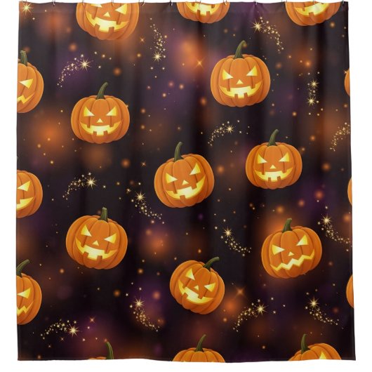 Bokeh Halloween | Glowende Jack-O’ Lantern (4) Douchegordijn (Voorkant)