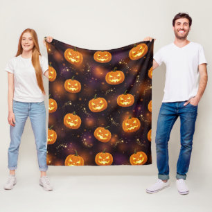 Bokeh Halloween   Glowende Jack-O'-Lantern (4) Fleece Deken