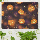 Bokeh Halloween | Glowende Jack-O'-Lantern (4) Theedoek (Gevouwen)