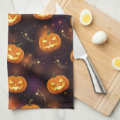 Bokeh Halloween | Glowende Jack-O'-Lantern (4) Theedoek (Quarter Fold)