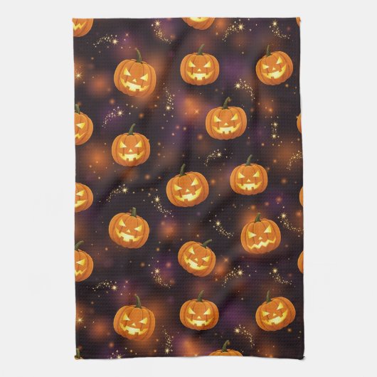 Bokeh Halloween | Glowende Jack-O'-Lantern (4) Theedoek (Verticaal)