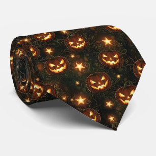 Bokeh Halloween Naadloos Glowende Jack-O'-Lanter Stropdas