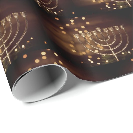 🕎 Bokeh Hanukkah Menorah Cadeaupapier (Rol Hoek)
