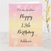 Bokeh Happy 13th Birthday Daughter Kaart (Gele Bloem)