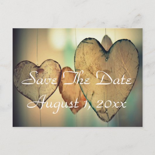 Bokeh Harten Save The Date Aankondigingskaart (Voorkant)