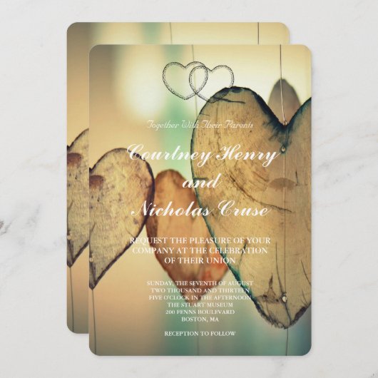 Bokeh Hearts bruiloft uitnodigingen (Voorkant / Achterkant)