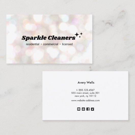 Bokeh House Cleaner Service Stars Visitekaartje (Voorkant / Achterkant)