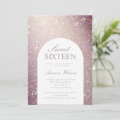 bokeh iridescent koperen glitter zoete zestien kaart (Staand voorkant)