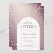 bokeh iridescent koperen glitter zoete zestien kaart (Voorkant / Achterkant)