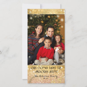 Bokeh Kerst Familie Foto Sparkle Glitter Feestdagenkaart