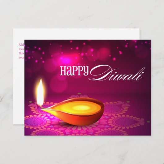 Bokeh licht Diwali lamp Briefkaart (Voorkant / Achterkant)