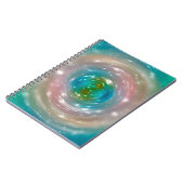 Bokeh licht, schitterende vervaagde spotlights op  notitieboek (Linkerzijde)