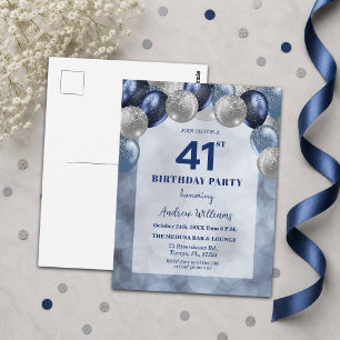 Bokeh Lichten 41ste Glitter Ballonnen Verjaardagsf Briefkaart