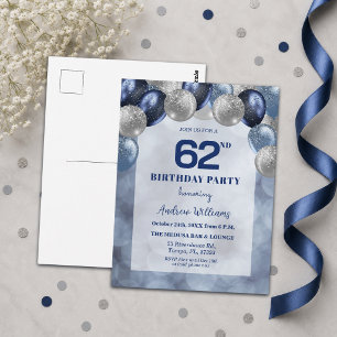 Bokeh Lichten 62ste Glitter Ballonnen Verjaardagsf Briefkaart