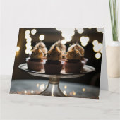 Bokeh lichten cupcakes op dienblad kaart (Voorkant)