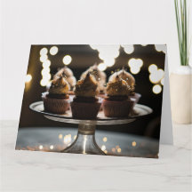 Bokeh lichten cupcakes op dienblad