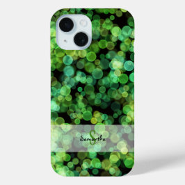 Bokeh lichten in tinten groen iPhone 15 case