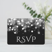 Bokeh Lights Black en White RSVP Kaartje (Staand voorkant)