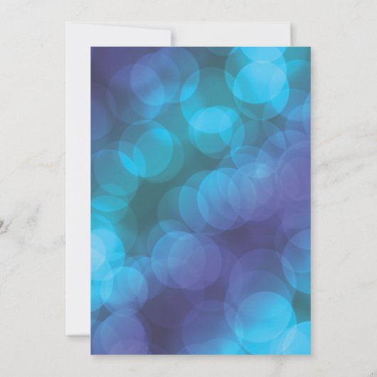 Bokeh Lights, Blue Spot Housewarming Party Invite Aankondiging (Achterkant)