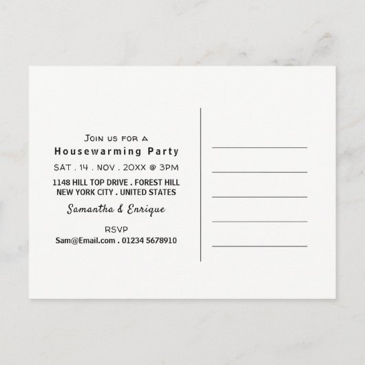 Bokeh Lights, Blue Spot Housewarming Party Invite Uitnodiging Briefkaart (Achterkant)