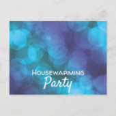 Bokeh Lights, Blue Spot Housewarming Party Invite Uitnodiging Briefkaart (Voorkant)