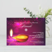 Bokeh Lights Diwali Lamp Party Kaart (Staand voorkant)