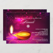 Bokeh Lights Diwali Lamp Party Kaart (Voorkant / Achterkant)