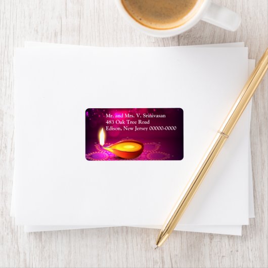 Bokeh Lights Diwali Lamp Terug Etiket (Insitu)