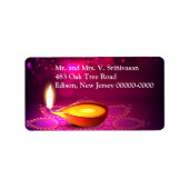 Bokeh Lights Diwali Lamp Terug Etiket (Voorkant)