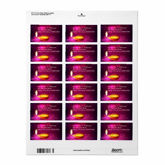 Bokeh Lights Diwali Lamp Terug Etiket (Full Sheet)