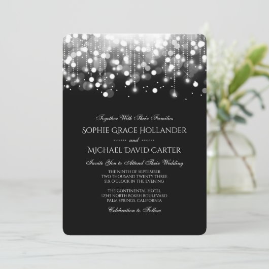 Bokeh Lights in zwart en wit Kaart (Staand voorkant)