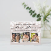 Bokeh Lights | Nieuwjaar 3 Foto-collage Feestdagenkaart (Staand voorkant)