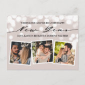 Bokeh Lights | Nieuwjaar 3 Foto-collage Feestdagenkaart (Voorkant)