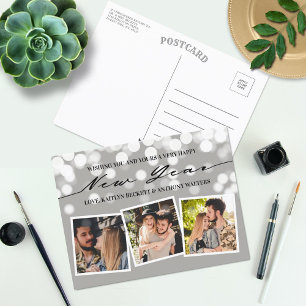 Bokeh Lights   Nieuwjaar 3 Foto-collage Feestdagenkaart