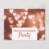 Bokeh Lights, Roze Heart Housewarming Party Invite Uitnodiging Briefkaart (Voorkant)
