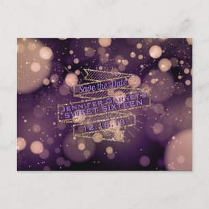 Bokeh Lights Save the Date Elegant Verjaardagsfees Aankondigingskaart