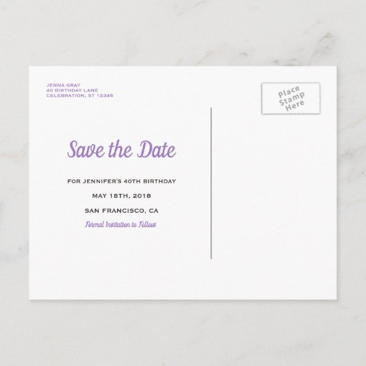 Bokeh Lights Save the Date Elegant Verjaardagsfees Aankondigingskaart (Achterkant)