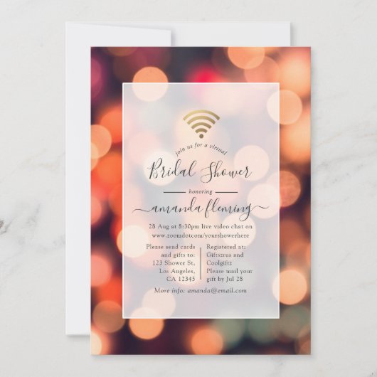 Bokeh Lights - Uitnodiging voor virtuele douches (Voorkant)