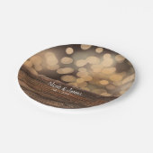 Bokeh Lights & Wood Rustic Sparkle Wedding Papieren Bordje (Gekanteld)