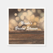 Bokeh Lights & Wood Rustic Sparkle Wedding Servetten (Voorkant)