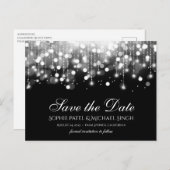 Bokeh Lights Zwart-wit Save the Date Briefkaart (Voorkant / Achterkant)