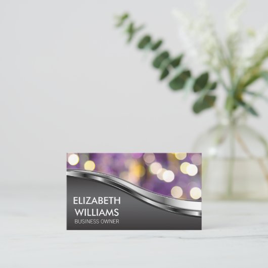 Bokeh | Metalen achtergrond Visitekaartje (Staand voorkant)
