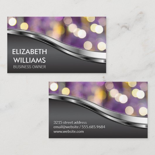 Bokeh | Metalen achtergrond Visitekaartje (Voorkant / Achterkant)