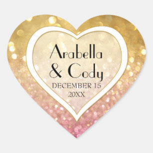 Bokeh Movie Premier Ticket Stijl Goud Roze Sparkle Hart Sticker