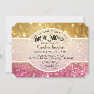 Bokeh Movie Premier Ticket Stijl Goud Roze Sparkle Kaart