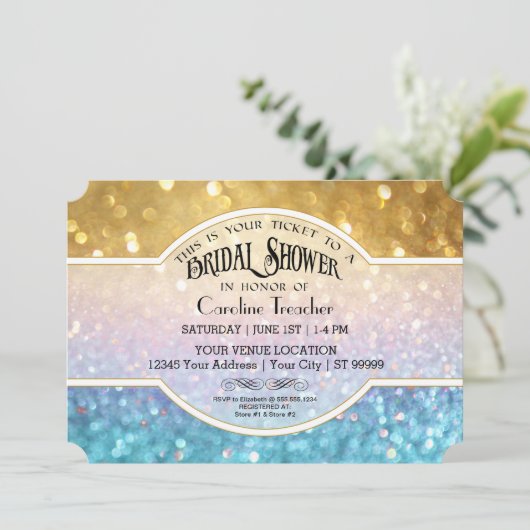 Bokeh Movie Premier Ticket Stijl Gouden Blauwe Spa Kaart (Staand voorkant)