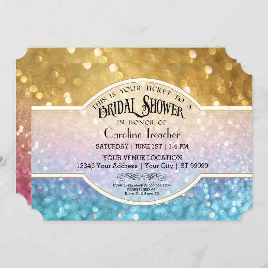 Bokeh Movie Premier Ticket Stijl Gouden Blauwe Spa Kaart (Voorkant / Achterkant)