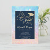 Bokeh Ombre Glitter Afstudeerhoed Afstuderen Kaart (Staand voorkant)