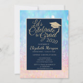 Bokeh Ombre Glitter Graduation Cap Afstuderen Kaart (Voorkant)